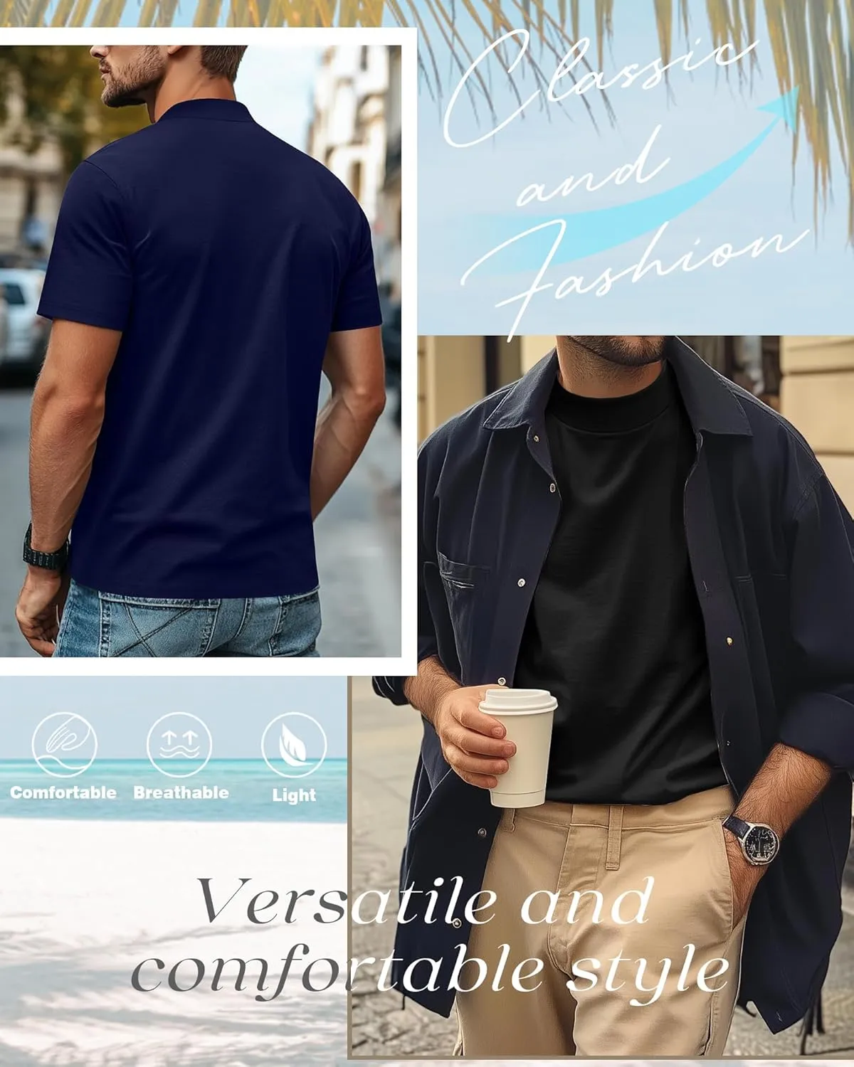 3 Pack Men's Mock Neck T Shirts Cotton Short Sleeve Turtleneck Pullover Tops Casual Slim Fit Summer Basic Tees