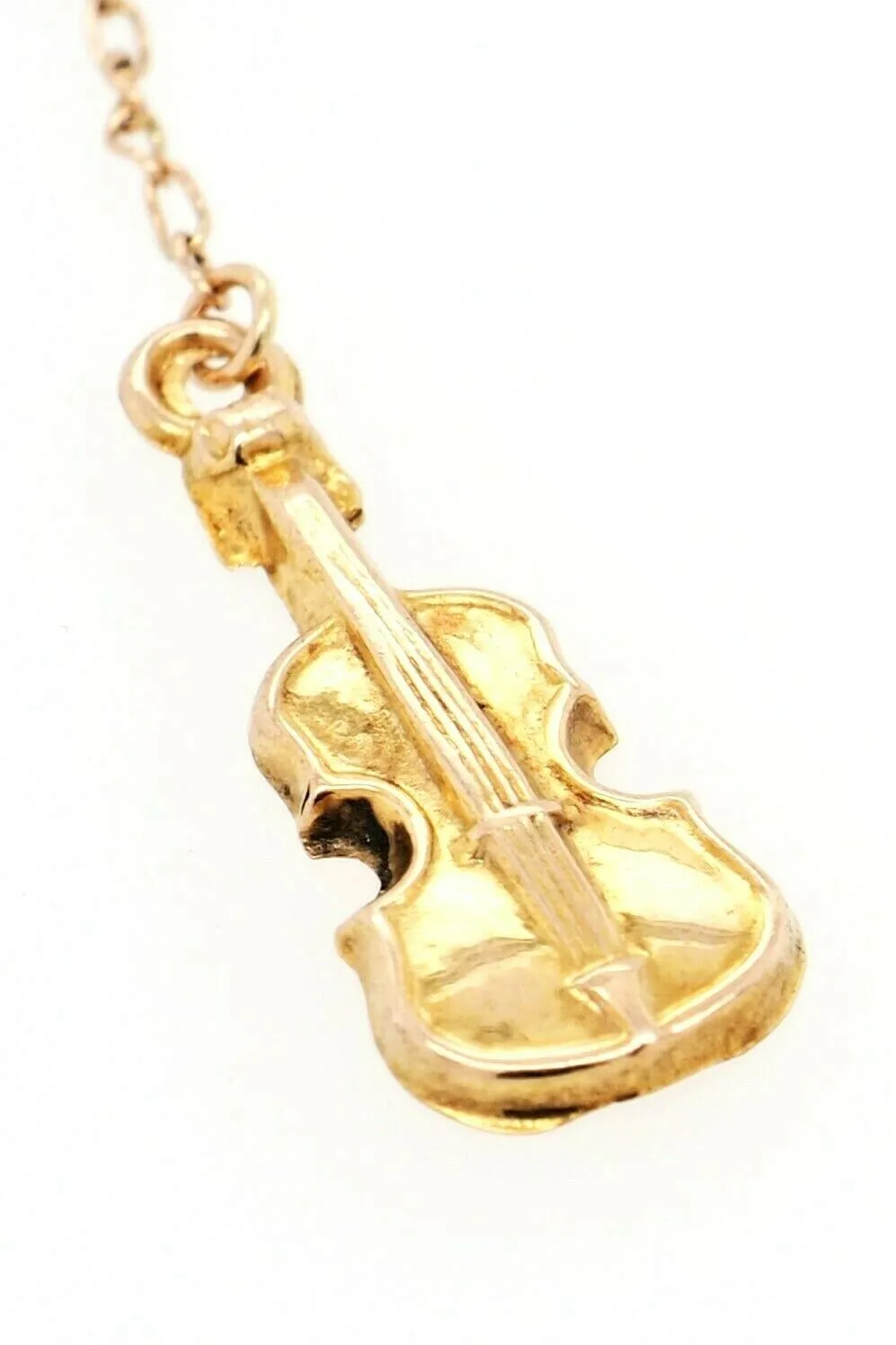 9ct Yellow Gold Violin Steel Pin/Brooch Hat Pin