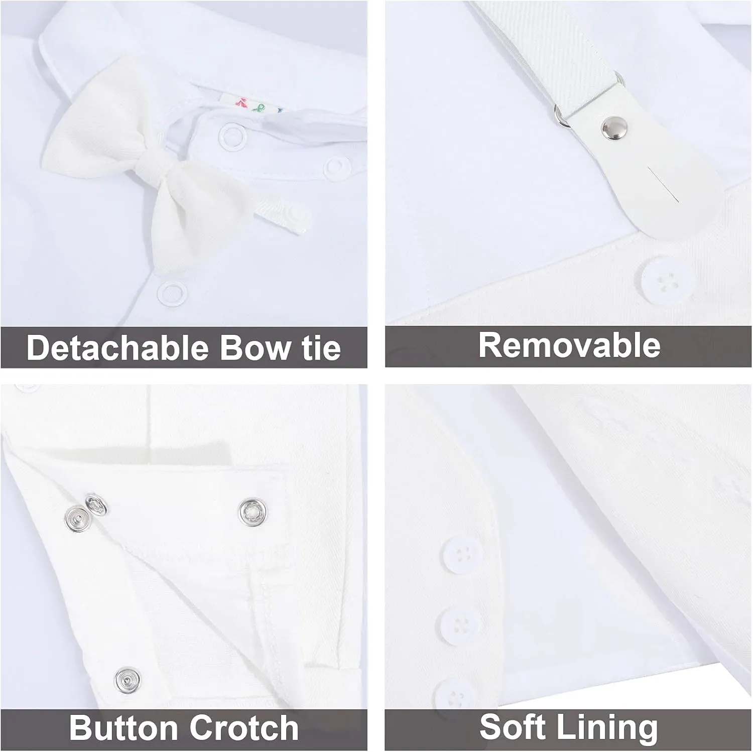 A&J DESIGN 4pcs Baby Boys Suit, Gentleman Outfits 3 Months - 18 Months, Romper & Vest & Berets Hat & Bow Tie