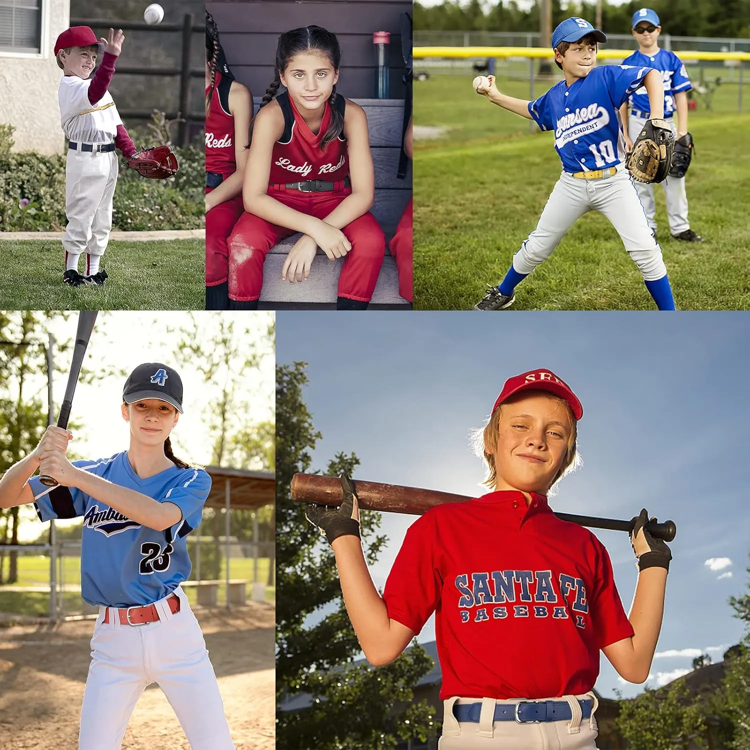 AWAYTR Adult and Youth Baseball Belt - Elastic Adjustable Softball Uniform Belts for Kids Boys and Girls