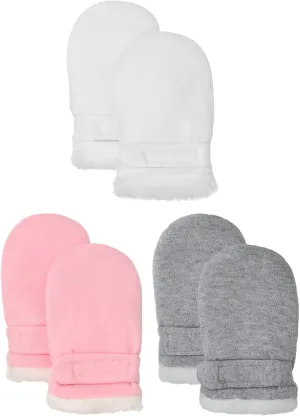 Baby Winter Mittens Newbron Adjustable Stay-On 0-12 Months Warm Gloves Sherpa Lined Fleece Infant Mittens Winter for Boy Girl