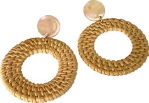 Beige Open Circle Dangle Earrings One Size