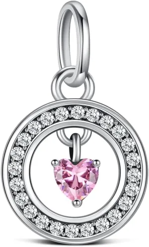Birthstone Charms for Pandora Me Bracelet 925 Sterling Silver Simulated Birthstone Heart with CZ Charm Pendant Bracelet Necklace Jewelry Gifts