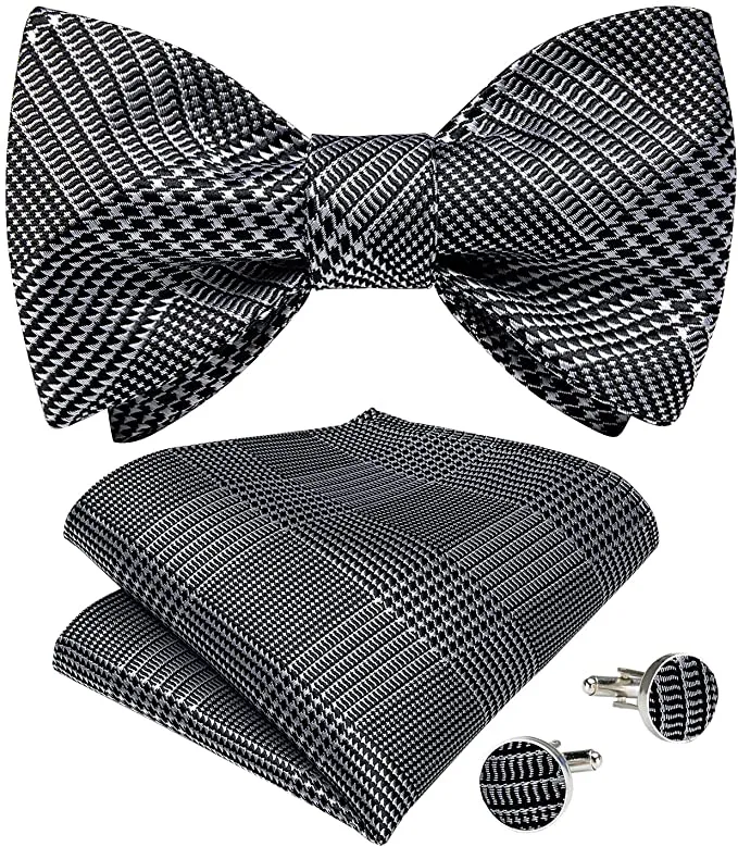 Black and Grey Bow Tie Set-BTS487