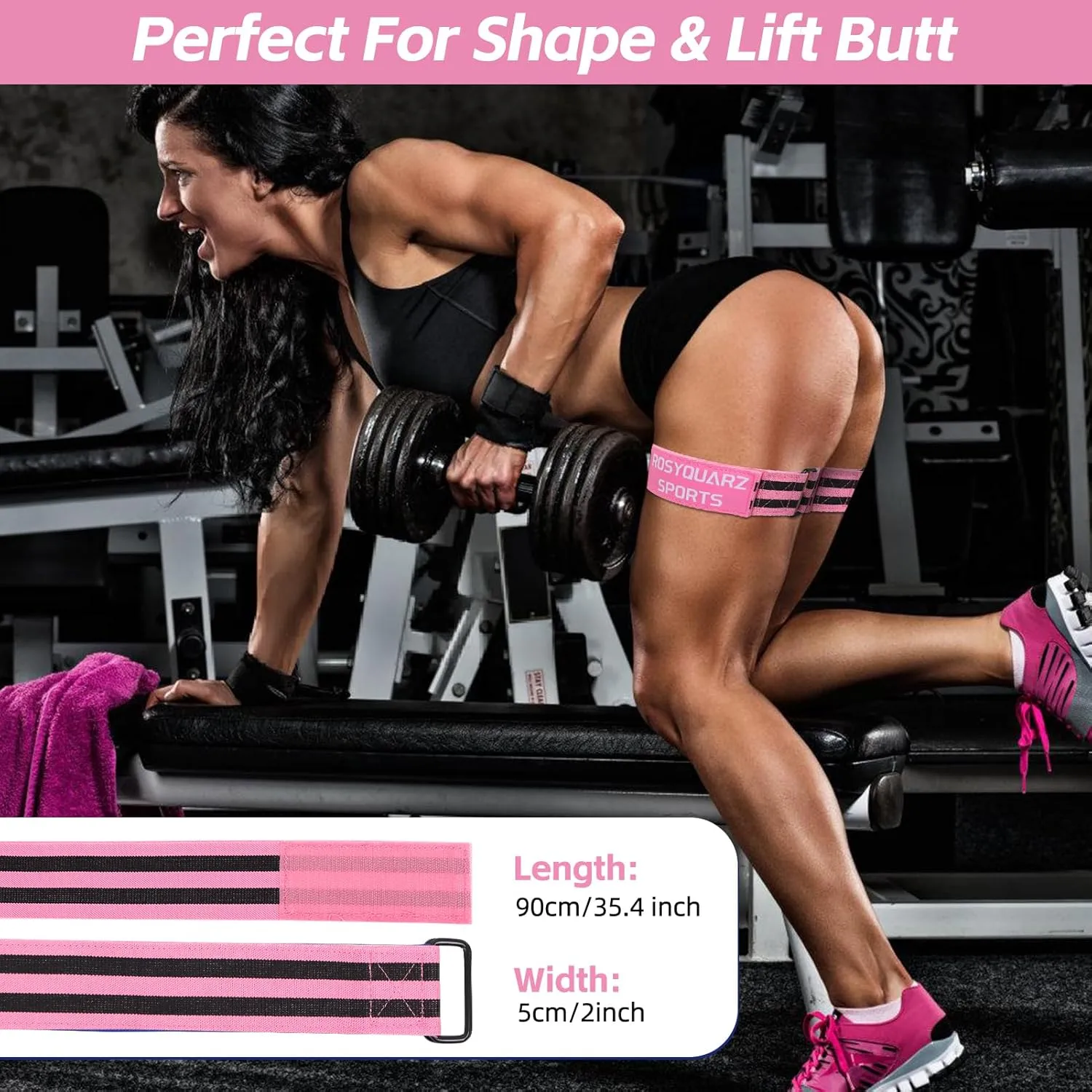 Booty Bands for Working Out, Blood Flow Restriction Bands for Women/Men, Adjustable Velcro Occlusion Resistance Bands BFR Training Bands for Glutes & Hip Building 2 Pack