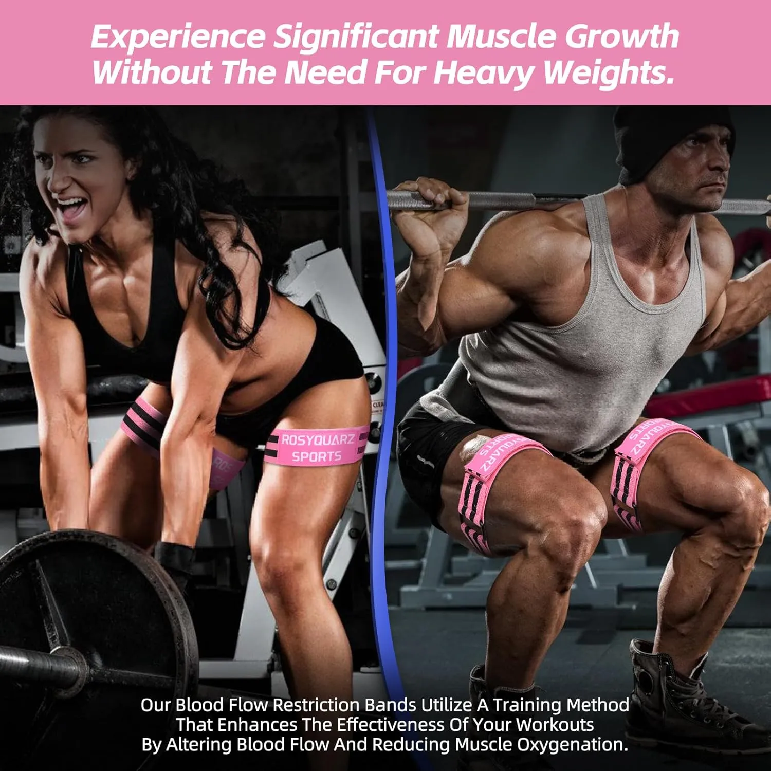 Booty Bands for Working Out, Blood Flow Restriction Bands for Women/Men, Adjustable Velcro Occlusion Resistance Bands BFR Training Bands for Glutes & Hip Building 2 Pack