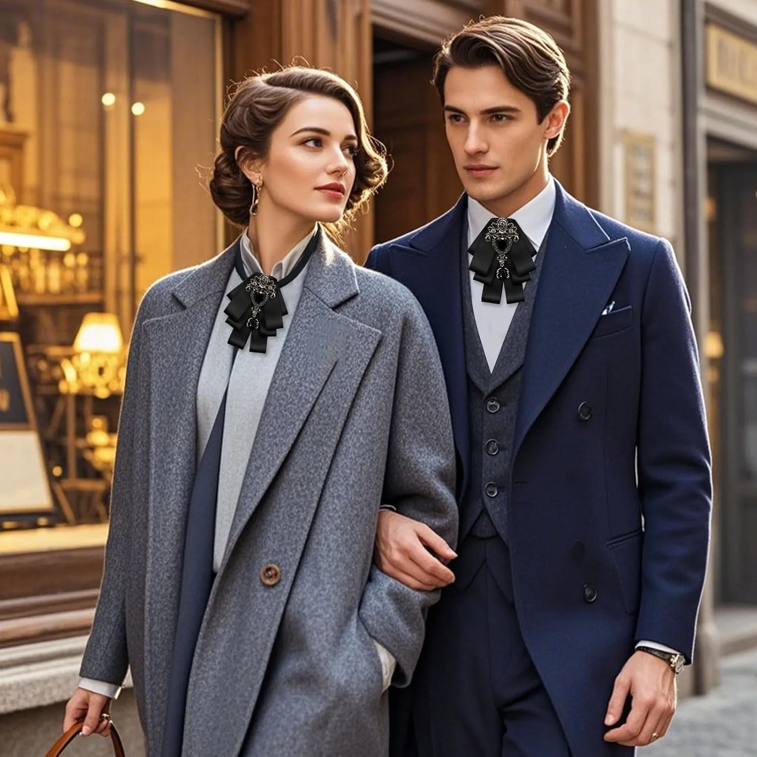 Bow Ties for Men Women, Womens Bow Tie Adjustable Pre-Tied Rhinestone Bowties Men for Suit Tuxedo Vest Shirt Uniform