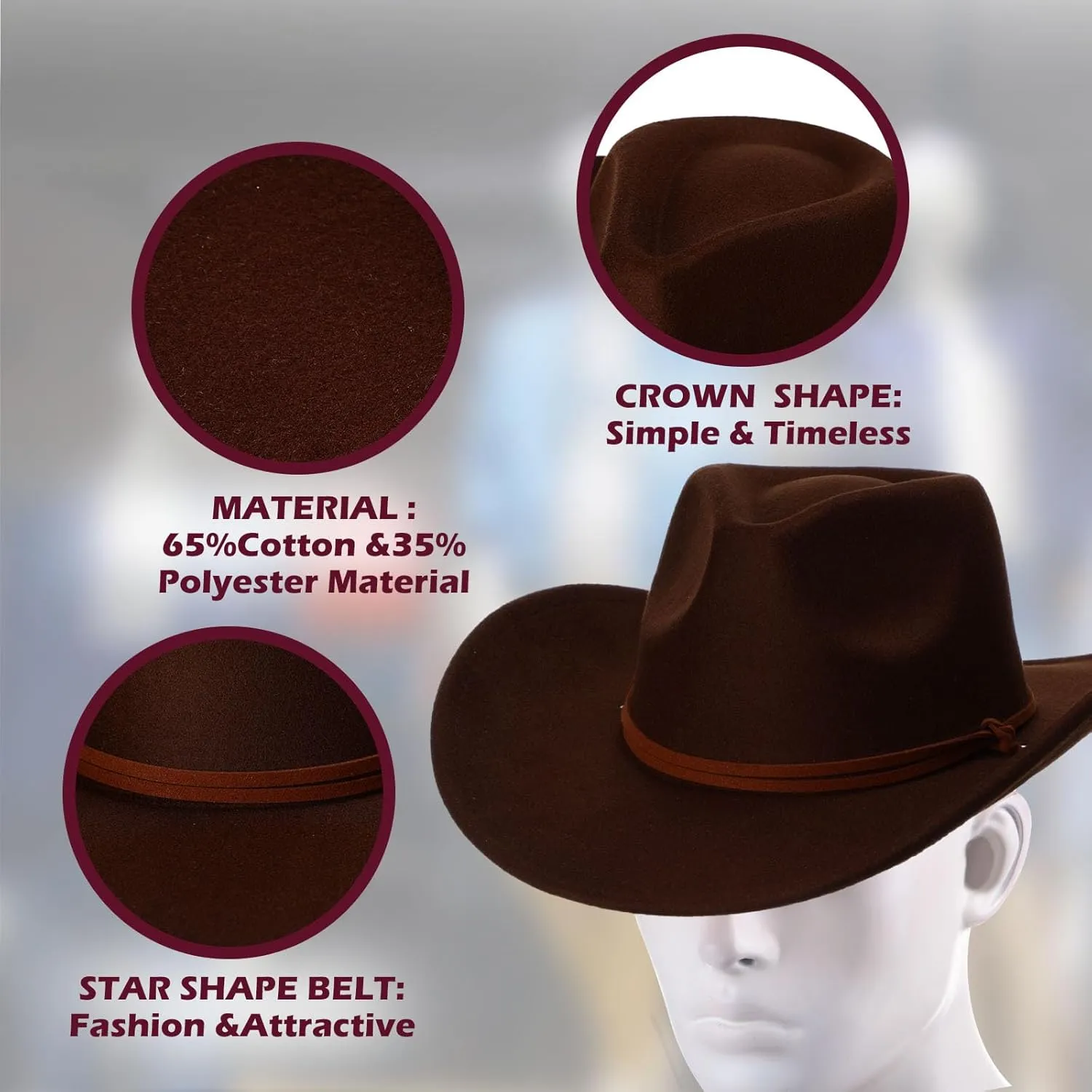 Cowboy Hats and Bandanas Women Men Retro Wide Brim Western Cowgirl Belt Buckle Panama Hat