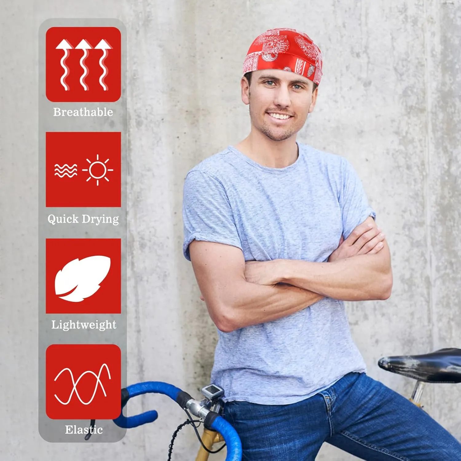 DOCILA Do Rags for Men Skull Cap Women Silk Helmet Liner Doo Rag Silky Motorcycle Head Wrap Bandana Cycling Satin Durags