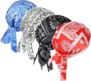 DOCILA Do Rags for Men Skull Cap Women Silk Helmet Liner Doo Rag Silky Motorcycle Head Wrap Bandana Cycling Satin Durags