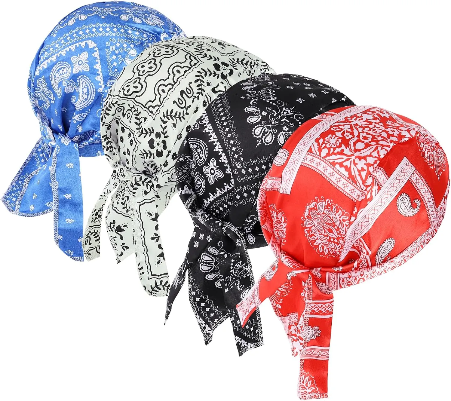 DOCILA Do Rags for Men Skull Cap Women Silk Helmet Liner Doo Rag Silky Motorcycle Head Wrap Bandana Cycling Satin Durags
