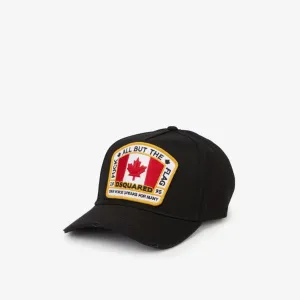 Dsquared2 Cotton Baseball Cap with Canadian Flag Applique, nero