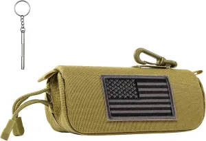 Eyeglasses Hard Shell Case Tactical Molle Zipper Sunglasses Carrying Case 1000D Nylon with Clip