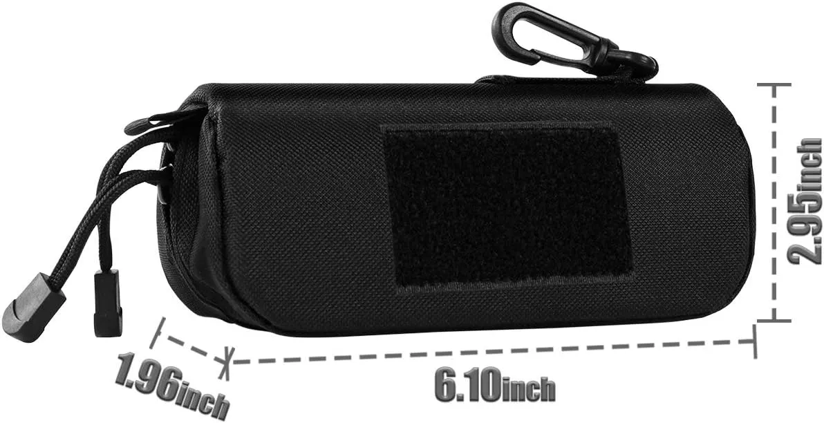 Eyeglasses Hard Shell Case Tactical Molle Zipper Sunglasses Carrying Case 1000D Nylon with Clip
