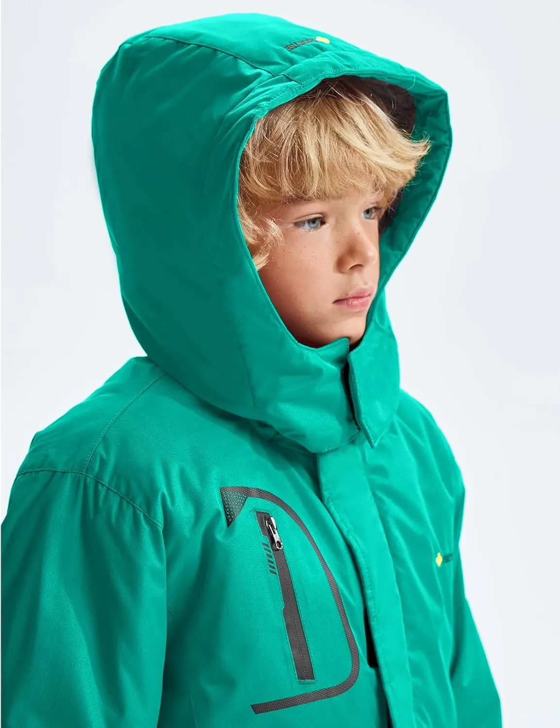 GEMYSE Boy's Waterproof Ski Snow Jacket Fleece Windproof Winter Jacket with Hood