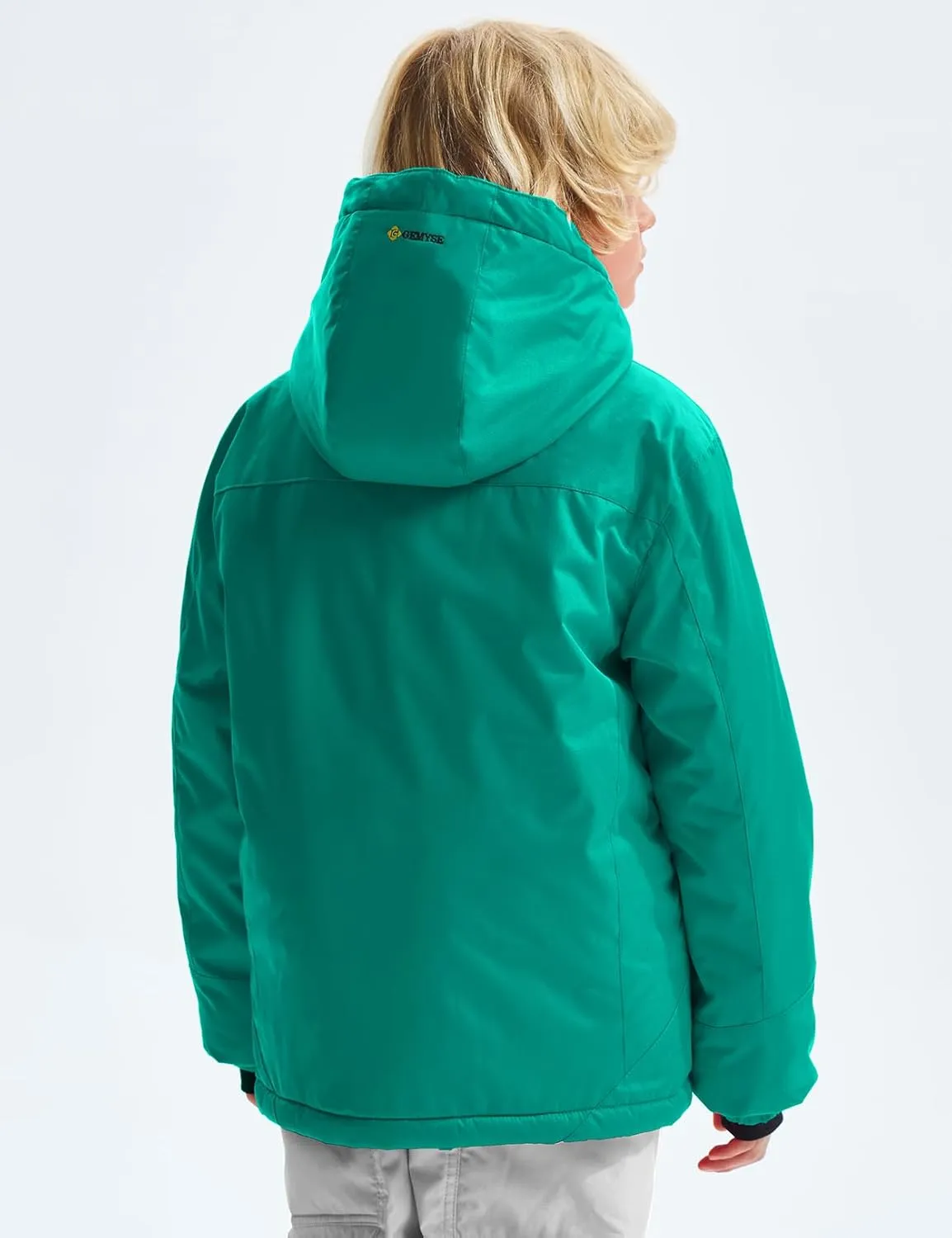 GEMYSE Boy's Waterproof Ski Snow Jacket Fleece Windproof Winter Jacket with Hood