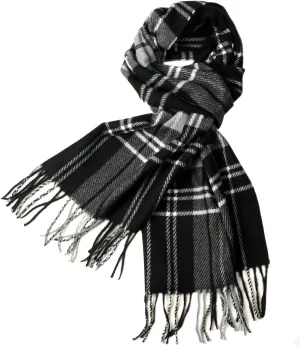 Herringbone Houndstooth Checked Pattern Cashmere Feel Classic Soft Luxurious Winter Scarf For Men Women