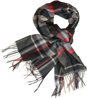 Herringbone Houndstooth Checked Pattern Cashmere Feel Classic Soft Luxurious Winter Scarf For Men Women