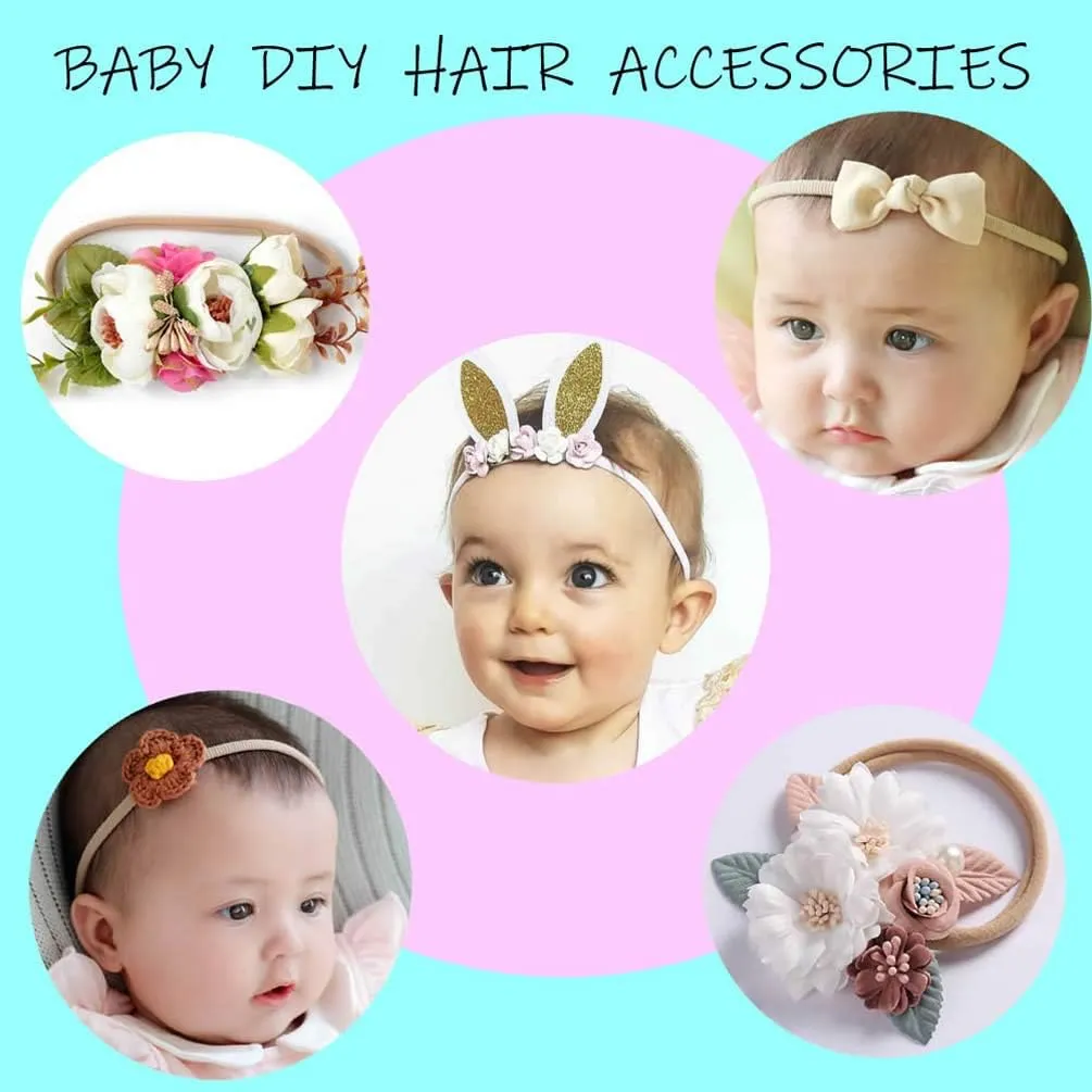 inSowni 50 Pack Super Soft Stretchy DIY Solid Nylon Headbands Baby Hair Bands One Size Fits All