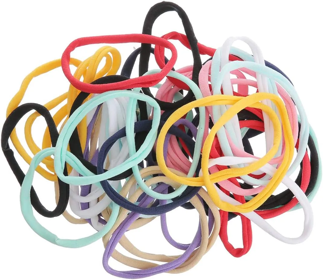 inSowni 50 Pack Super Soft Stretchy DIY Solid Nylon Headbands Baby Hair Bands One Size Fits All
