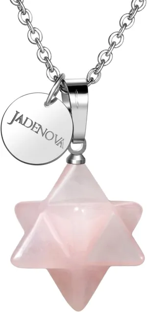 JADENOVA Merkaba Crystal Pendent Necklace for Women Men Jewelry Energy Healing Gemstone pendant (18 Inches Stainless Steel Chain)