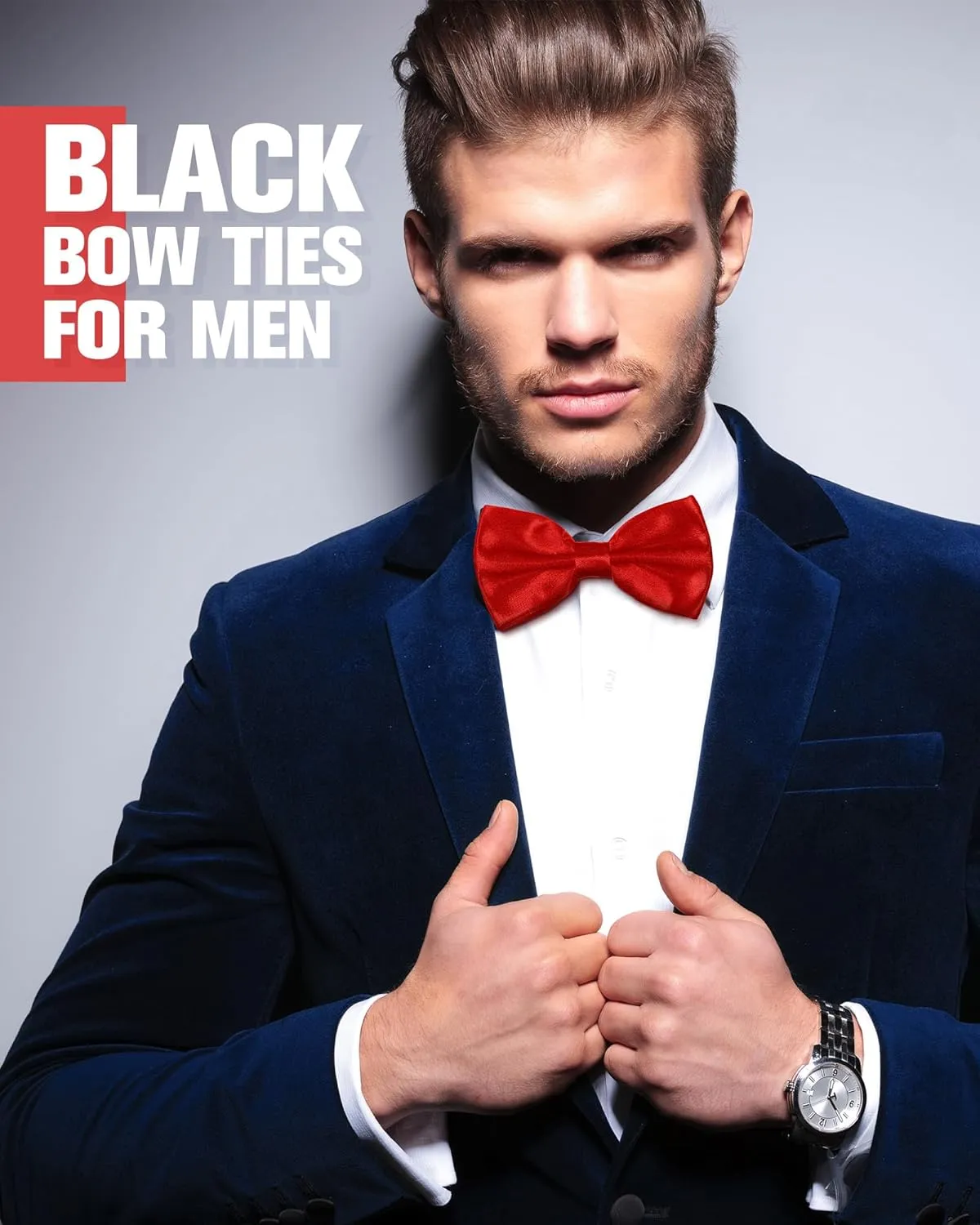 JaGely 40 Pcs Men's Bow Ties Pre Tied Tuxedo Formal Adjustable Clip On Bow Satin Bowtie for Men Costume Wedding Party