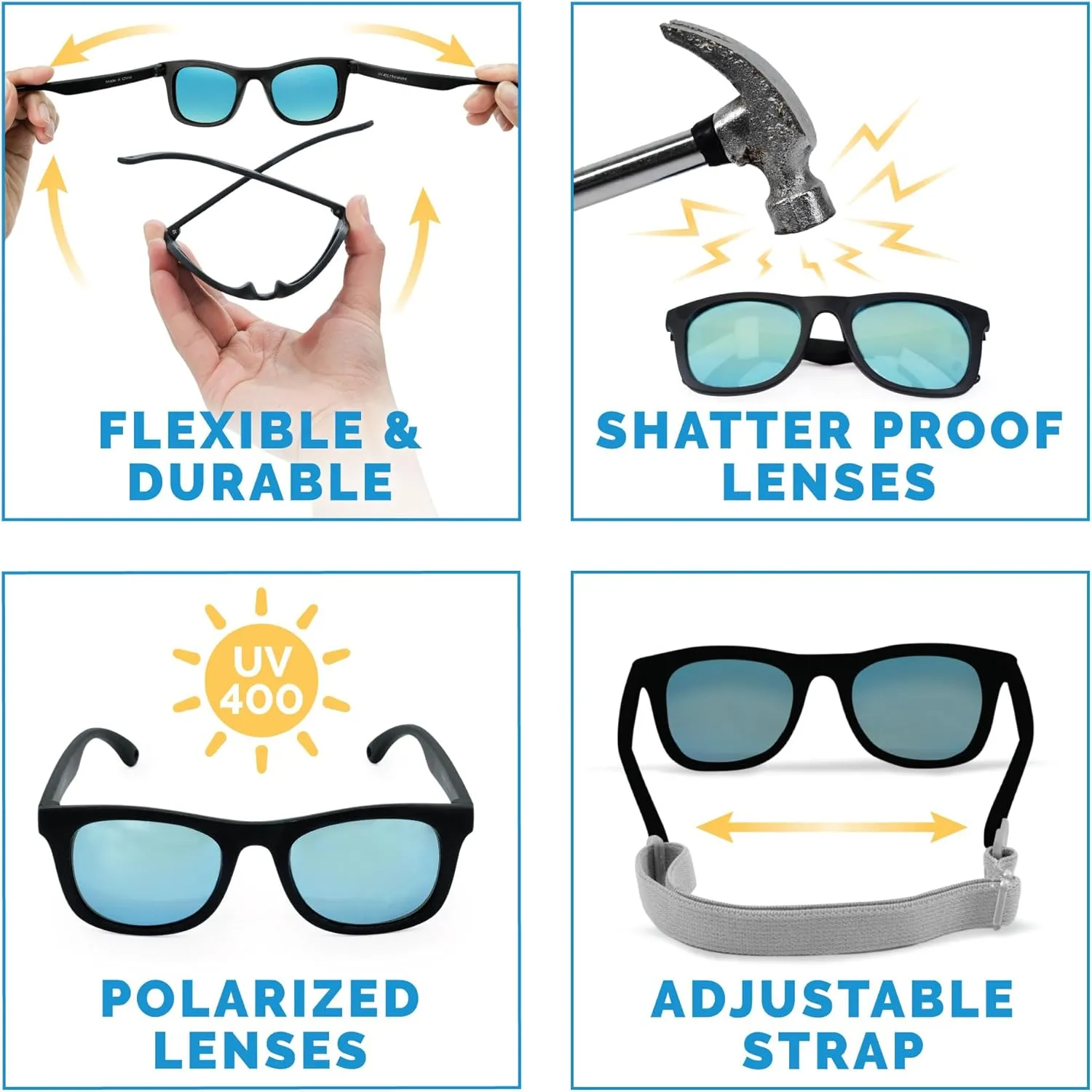 JAN & JUL Baby Toddler Kids Flexible UV-400 Polarized Sun-glasses with Strap for Girls Boys