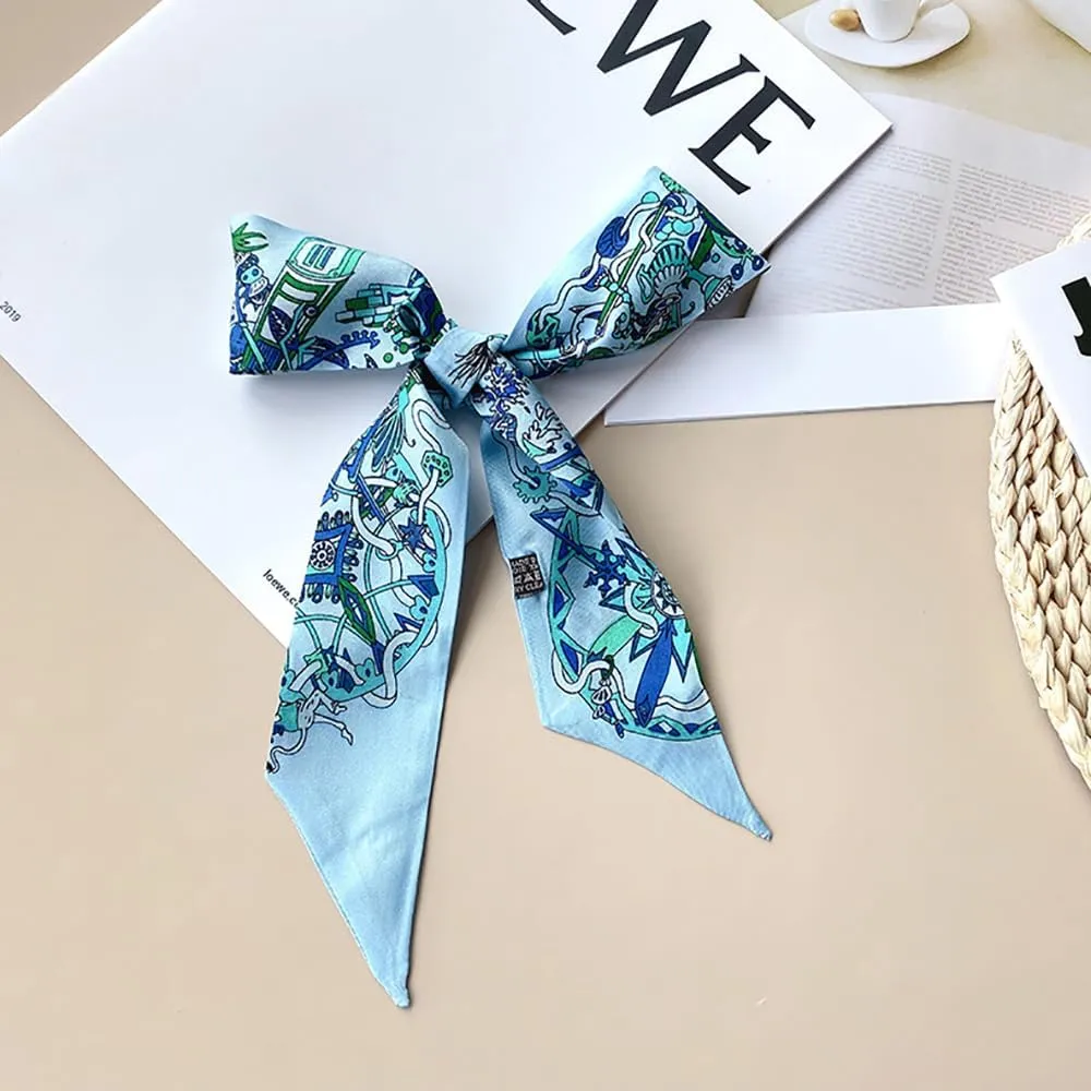 JERLA 100% Mulberry silk Scarf handbag wrap Tie Bundle Hair Ribbon Neckerchief Scarf for women men