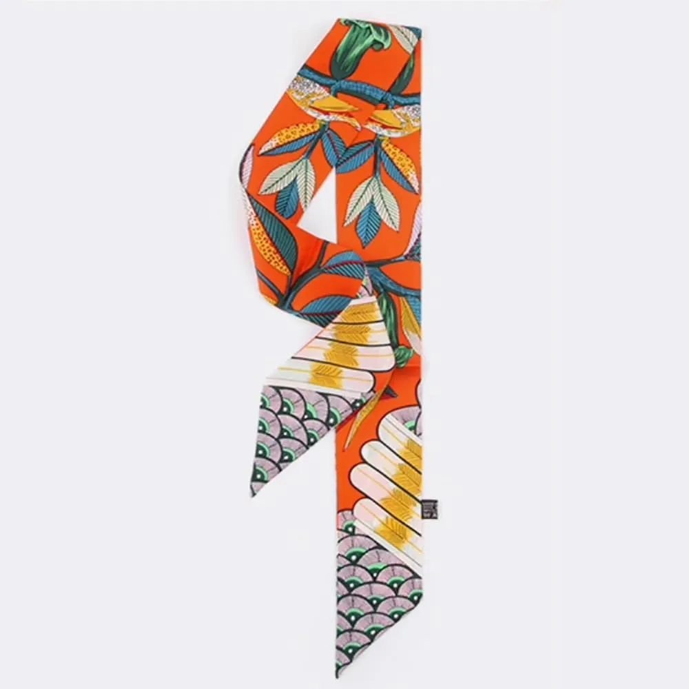 JERLA 100% Mulberry silk Scarf handbag wrap Tie Bundle Hair Ribbon Neckerchief Scarf for women men