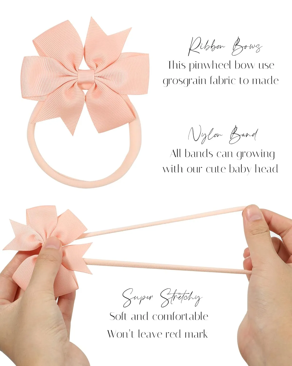 jollybows 40pcs Baby Girls Grosgrain Ribbon Hair Bows Headbands 3" Hair Band Hair Accessories for Infants Newborn Toddler
