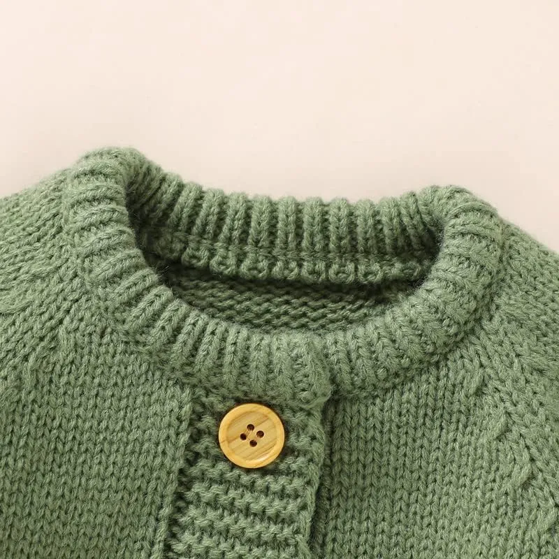 LAWKUL Baby Outfit Cotton Knit Newborn Infant Romper Knitted Longsleeve Sweater Clothes With Warm Hat Set Toddler Boy Girl
