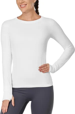 MathCat Seamless Workout Shirts for Women Long Sleeve Yoga Tops Sports Running Shirt Breathable Athletic Top Slim Fit
