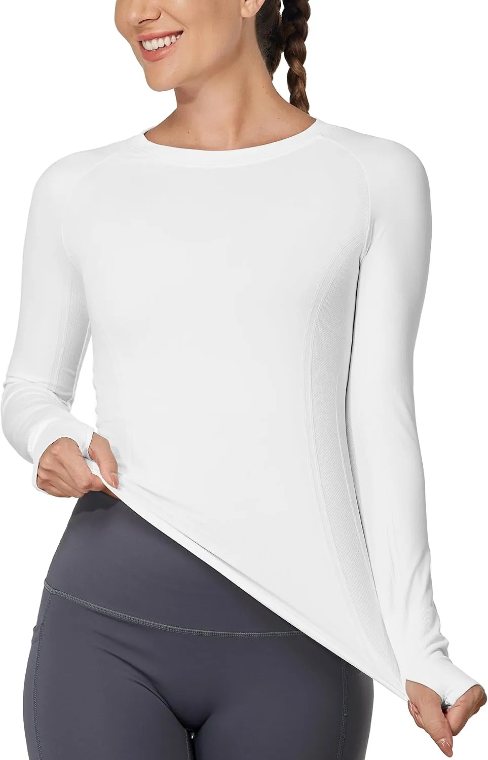 MathCat Seamless Workout Shirts for Women Long Sleeve Yoga Tops Sports Running Shirt Breathable Athletic Top Slim Fit