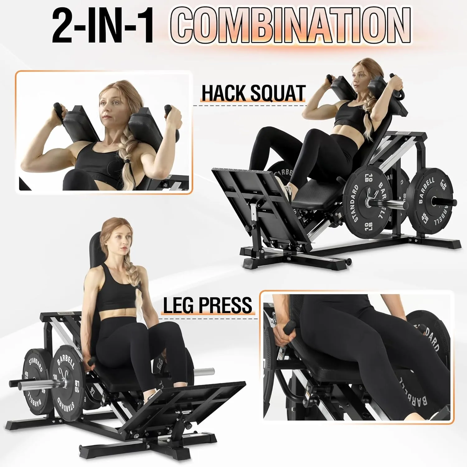Mikolo Leg Press Hack Squat Machine, 30-Degree Compact Leg Press Machine for Home Gym, Hack Squat Machine with Removable Shoulder Pad, Lower Body Workout Equipment