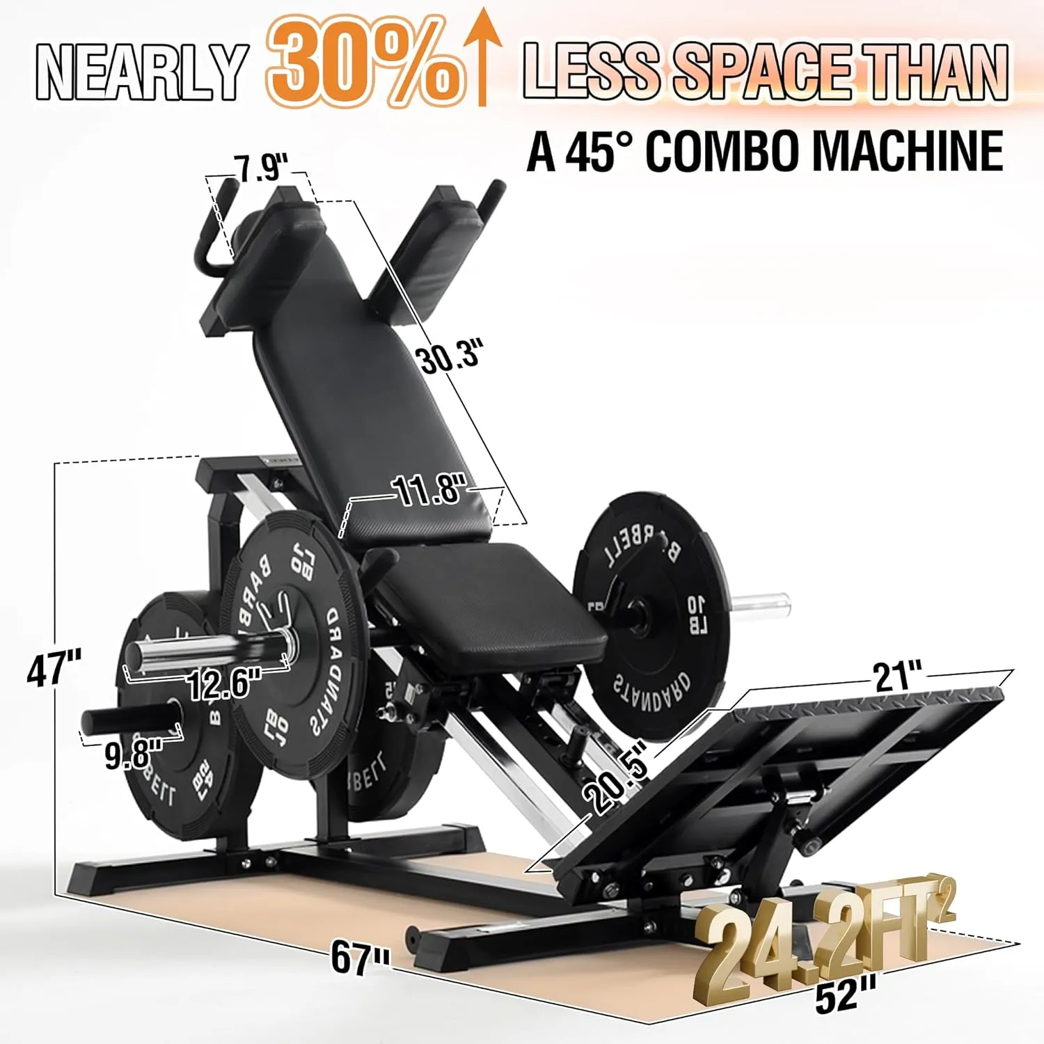 Mikolo Leg Press Hack Squat Machine, 30-Degree Compact Leg Press Machine for Home Gym, Hack Squat Machine with Removable Shoulder Pad, Lower Body Workout Equipment