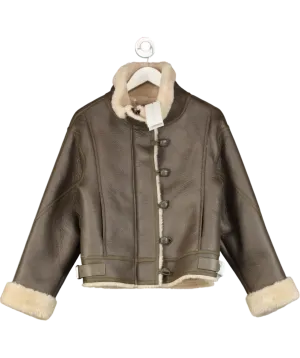 Mint Velvet Brown Stand Collar Aviator Jacket UK S