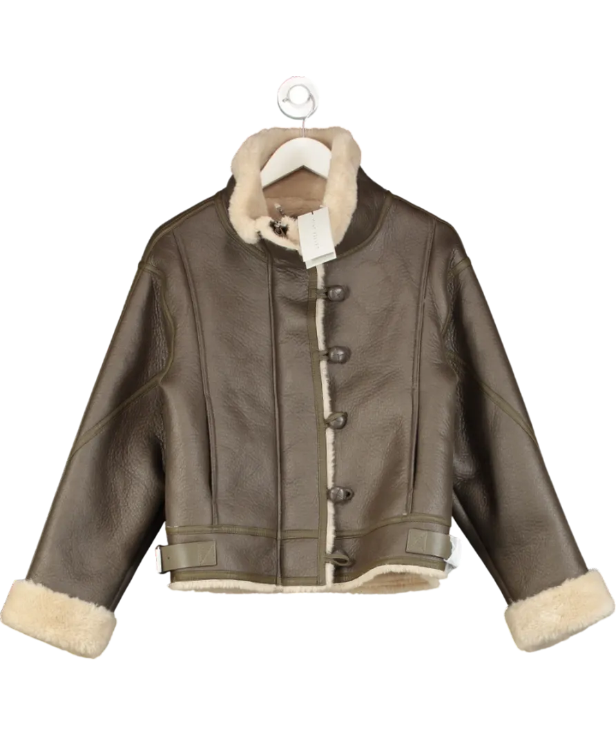 Mint Velvet Brown Stand Collar Aviator Jacket UK S