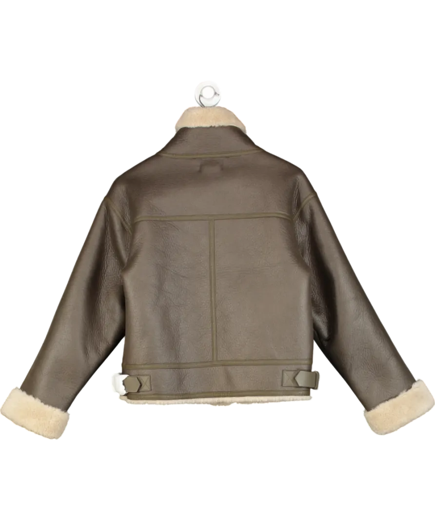 Mint Velvet Brown Stand Collar Aviator Jacket UK S