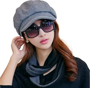 Newsboy Cap for Women,Fashion Ivy Cabbie Hats Bakerboy Style Peaked Visor Berets Cap