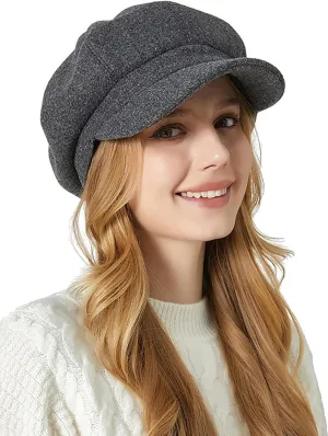 Newsboy Cap for Women,Fashion Ivy Cabbie Hats Bakerboy Style Peaked Visor Berets Cap