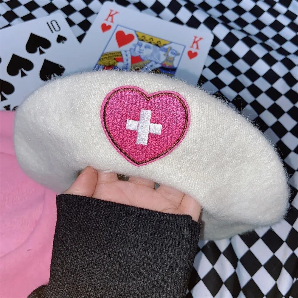 Pink Menhera Nurse Beret