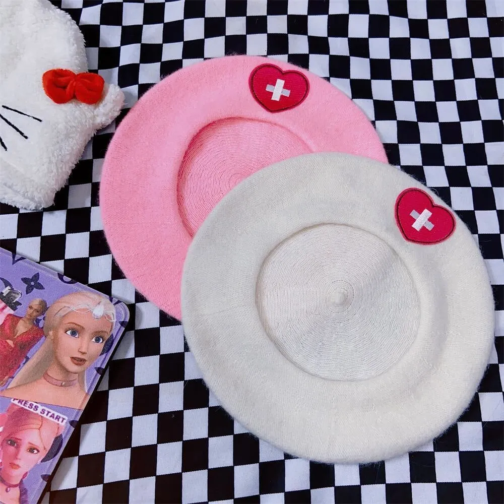 Pink Menhera Nurse Beret