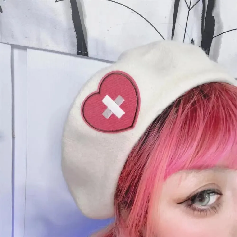 Pink Menhera Nurse Beret