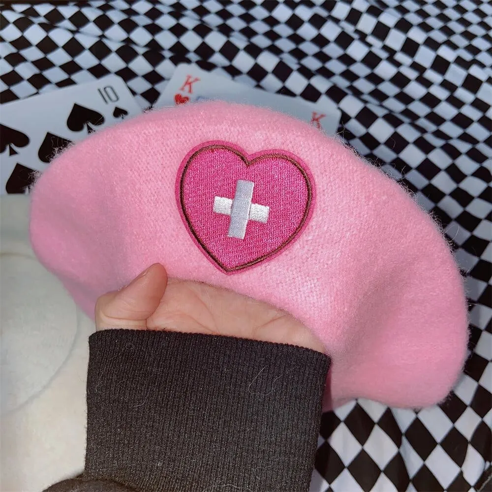Pink Menhera Nurse Beret