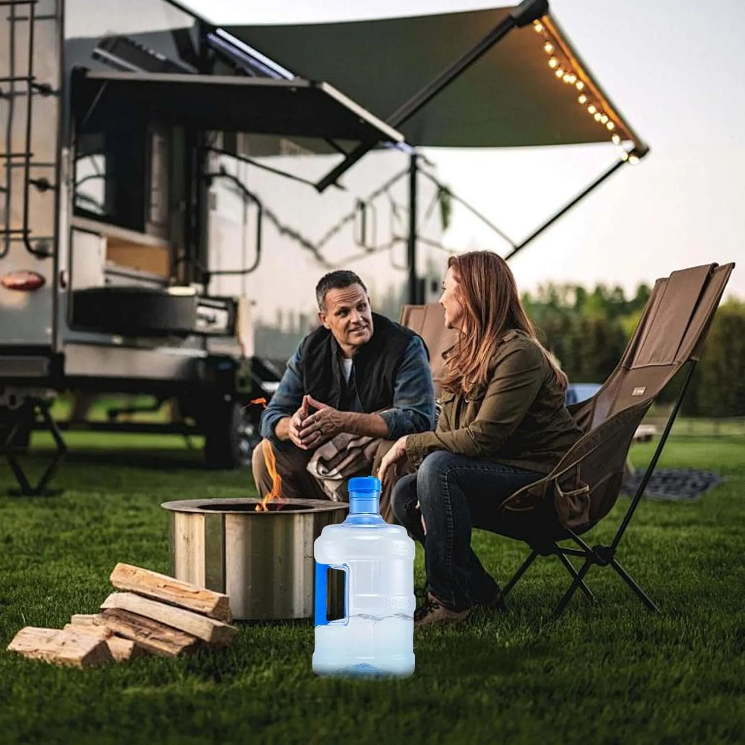 Portable Water Bottle, 5 Liters/7.5 Liters Large Capacity Water Container with Handle, Leak Proof Water Jugs, Reusable Camping Water Tank for Camping Outdoor Sports Travel