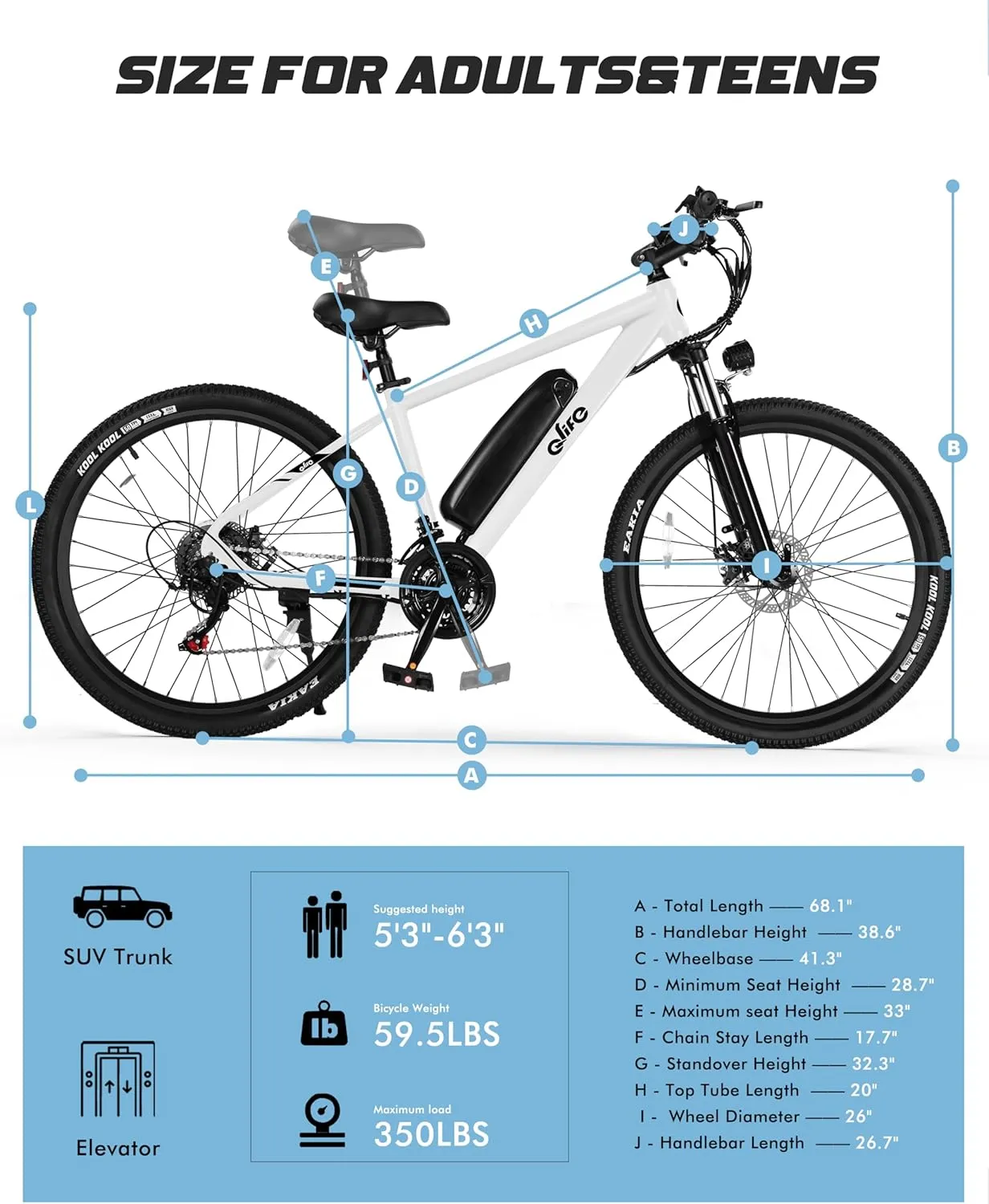 Racer Electric Bike for Adults - 21-Speed Mountain Lightweight Ebike with Peak 750W 22MPH Brushless Motor, 375Wh Removable Battery, 26X2.1 Tire Step Over E-MTB, Up to 40 Miles