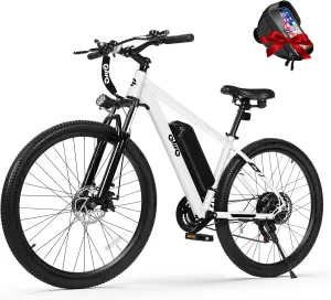 Racer Electric Bike for Adults - 21-Speed Mountain Lightweight Ebike with Peak 750W 22MPH Brushless Motor, 375Wh Removable Battery, 26X2.1 Tire Step Over E-MTB, Up to 40 Miles