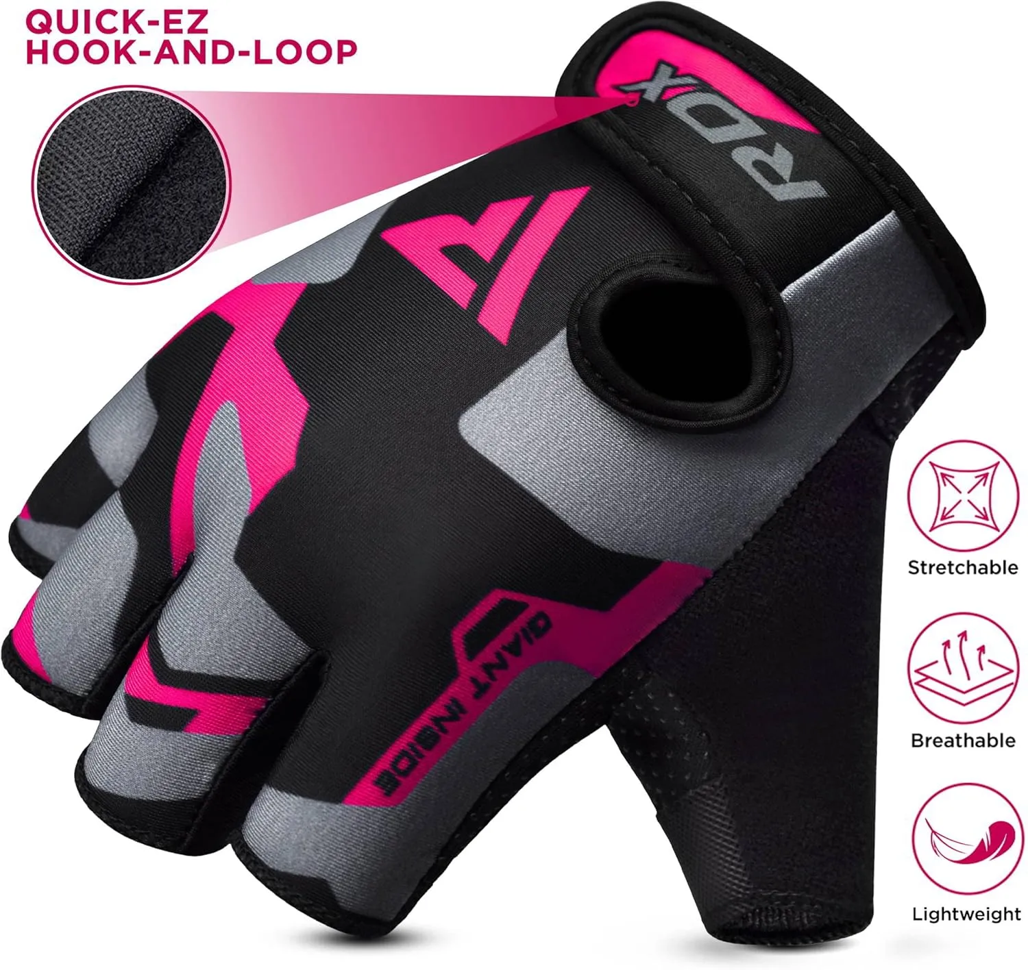 RDX Weight Lifting Gloves Women Fitness Workout, Anti Slip Padded Palm Grip Protection, Elasticated Breathable, Powerlifting Gym Bodybuilding Strength Training, Half Finger, Cycling Calisthenics