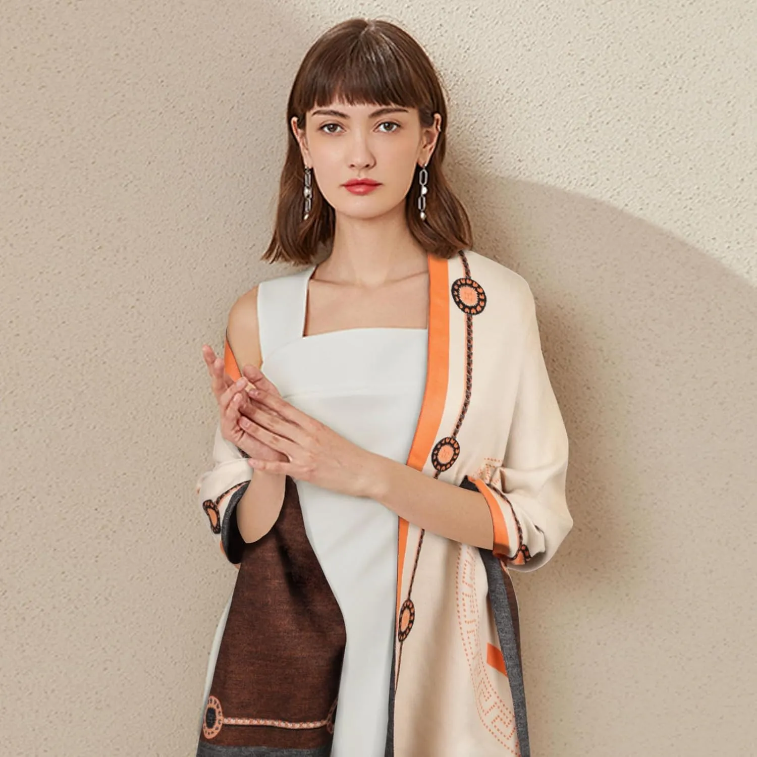 Relang Scarfs for Women Pashmina Silky Shawl Wrap for Evening Dressing Blanket Open Front Poncho Cape