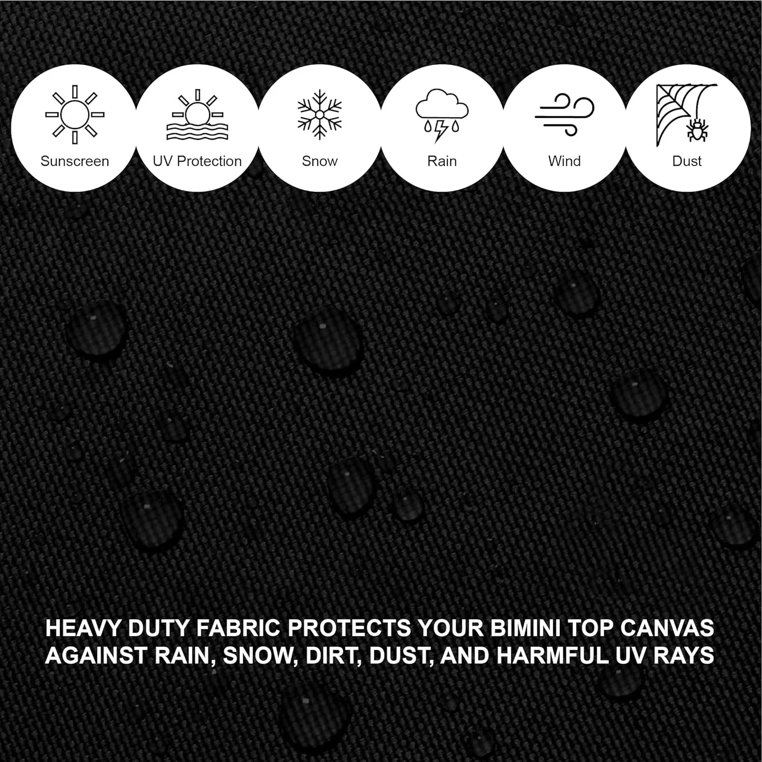 SavvyCraft 4 Bow Bimini Top Replacement Cover 10 Feet Long, Durable Marine Grade Canvas Sun Shade Boat Canopy, Easy Install Zipper Sleeves, 4 Bow 120 inches Long, 91-96 inches Wide, Black Color